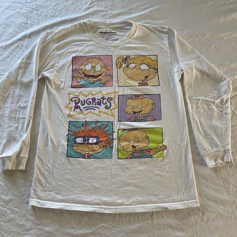 Nickelodeon Rugrats Long‎ Sleeve Crewneck Graphic T-Shirt White Size Medium